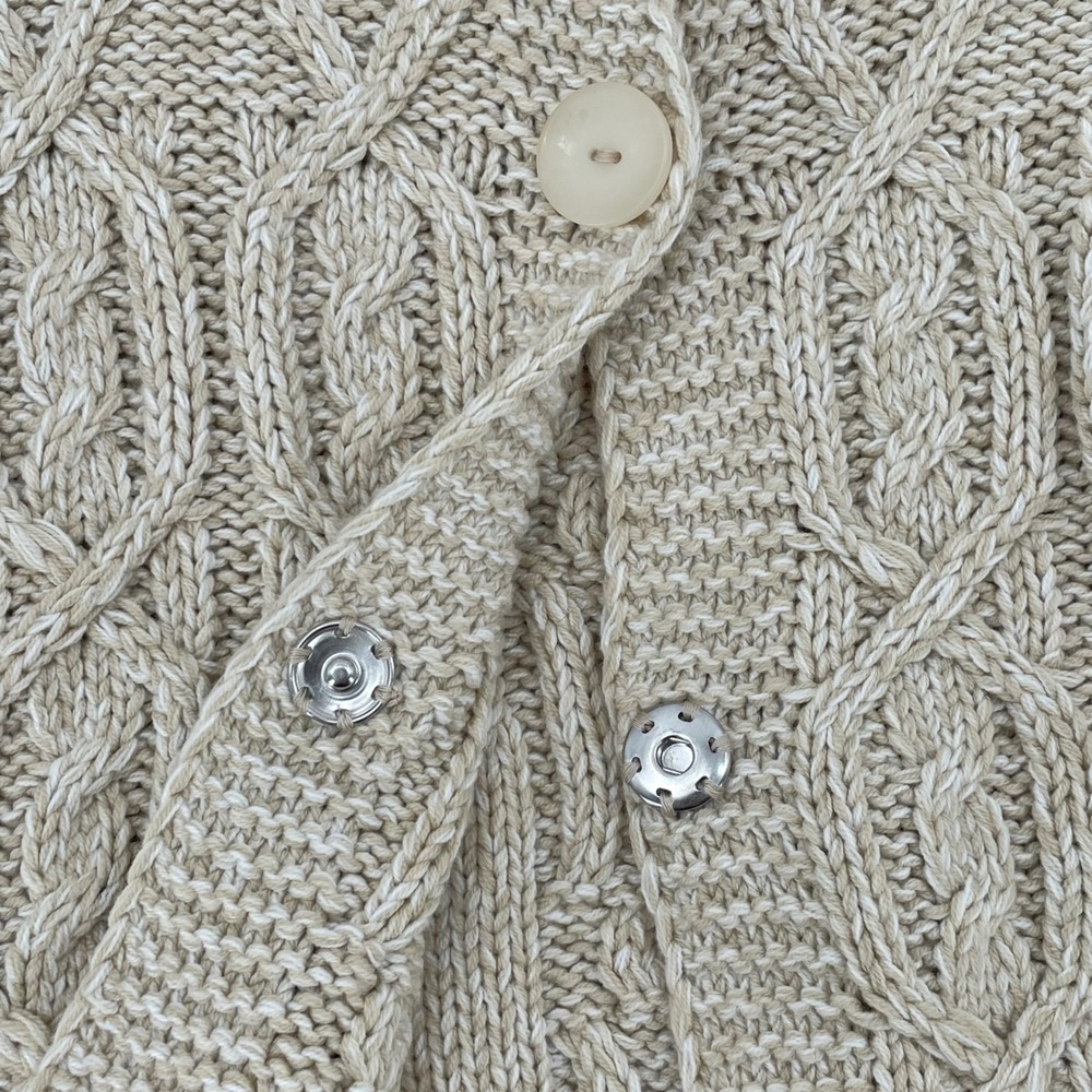 NWT Womens Cable Knit Cropped Cardigan Sweater Sz Small Oat Beige Chunky Neutral - Picture 9 of 10